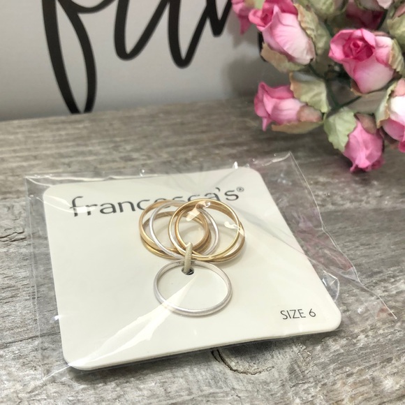 Francesca's Collections Jewelry - Francesca’s Size 6 Gold & Silver Tone Ring Set NWT